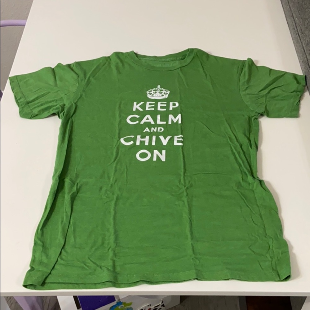Keep calm and Chive on shirt.